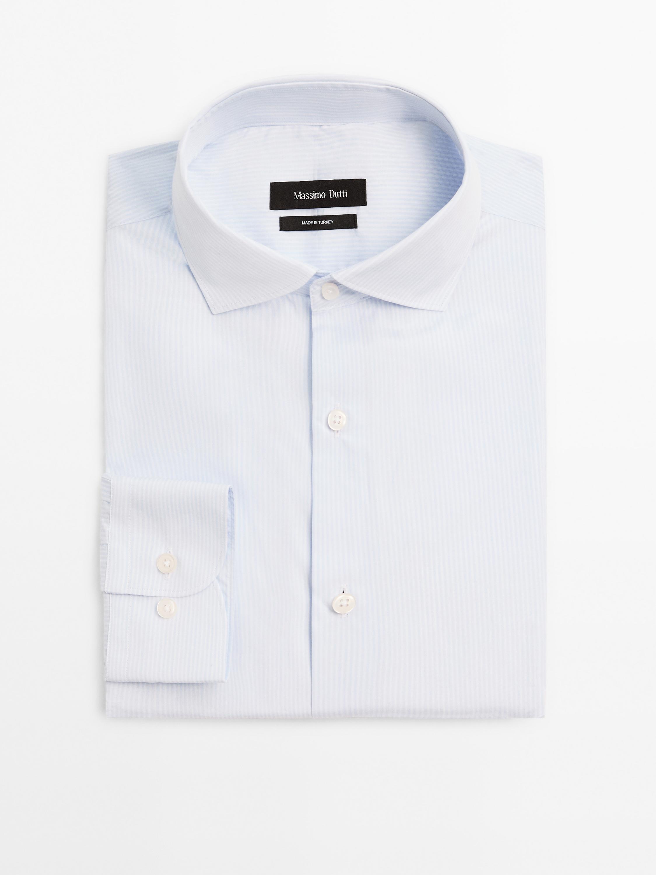 Slim fit striped 100% cotton shirt